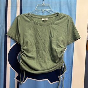 Green crop top with ruched side #croptop